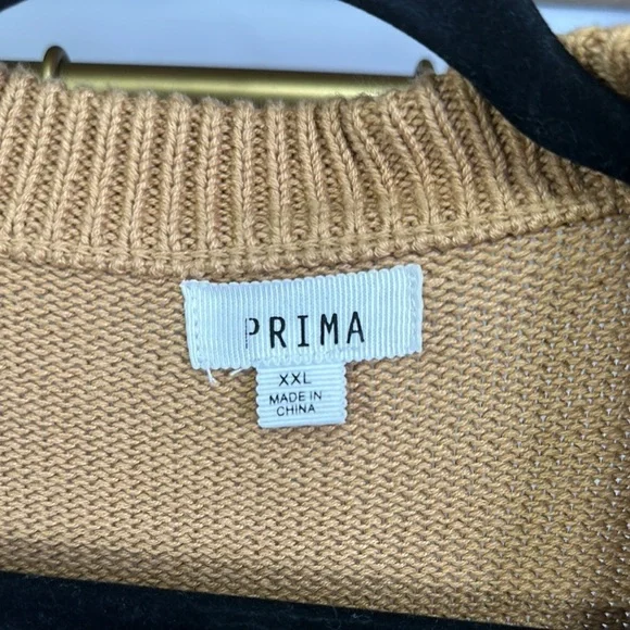 Prima - Camel & Ivory Two-Toned Wrap Maxi Sweater Dress. - Picture 2 of 6